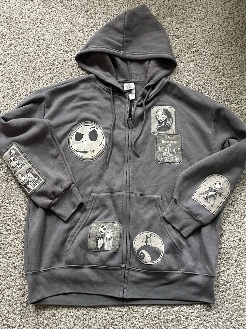 Disney Tim Burton's The Nightmare Before Christmas Graphic Patch Zip Hoodie